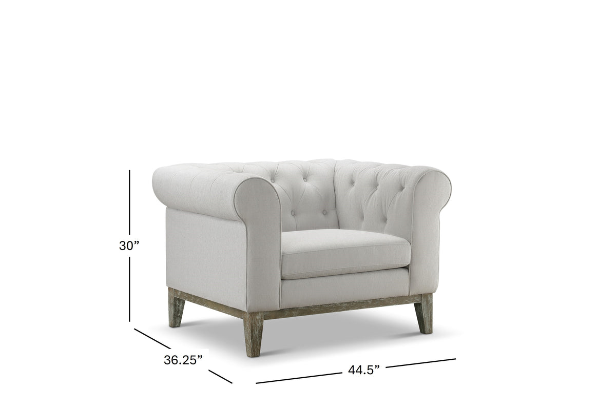 Gwen Stain Resistant Fabric Chesterfield Chair - Light Gray