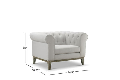 Gwen Stain Resistant Fabric Chesterfield Chair - Light Gray