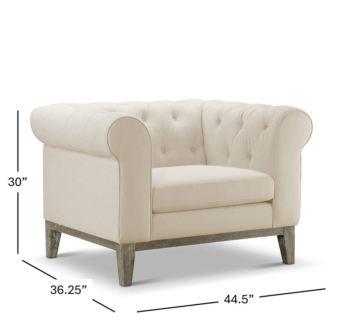 Gwen Stain Resistant Fabric Chesterfield Chair - Ivory