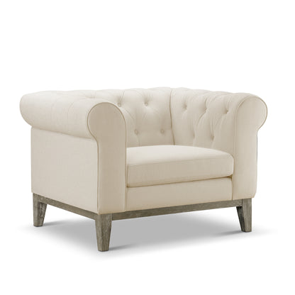 Gwen Stain Resistant Fabric Chesterfield Chair - Ivory