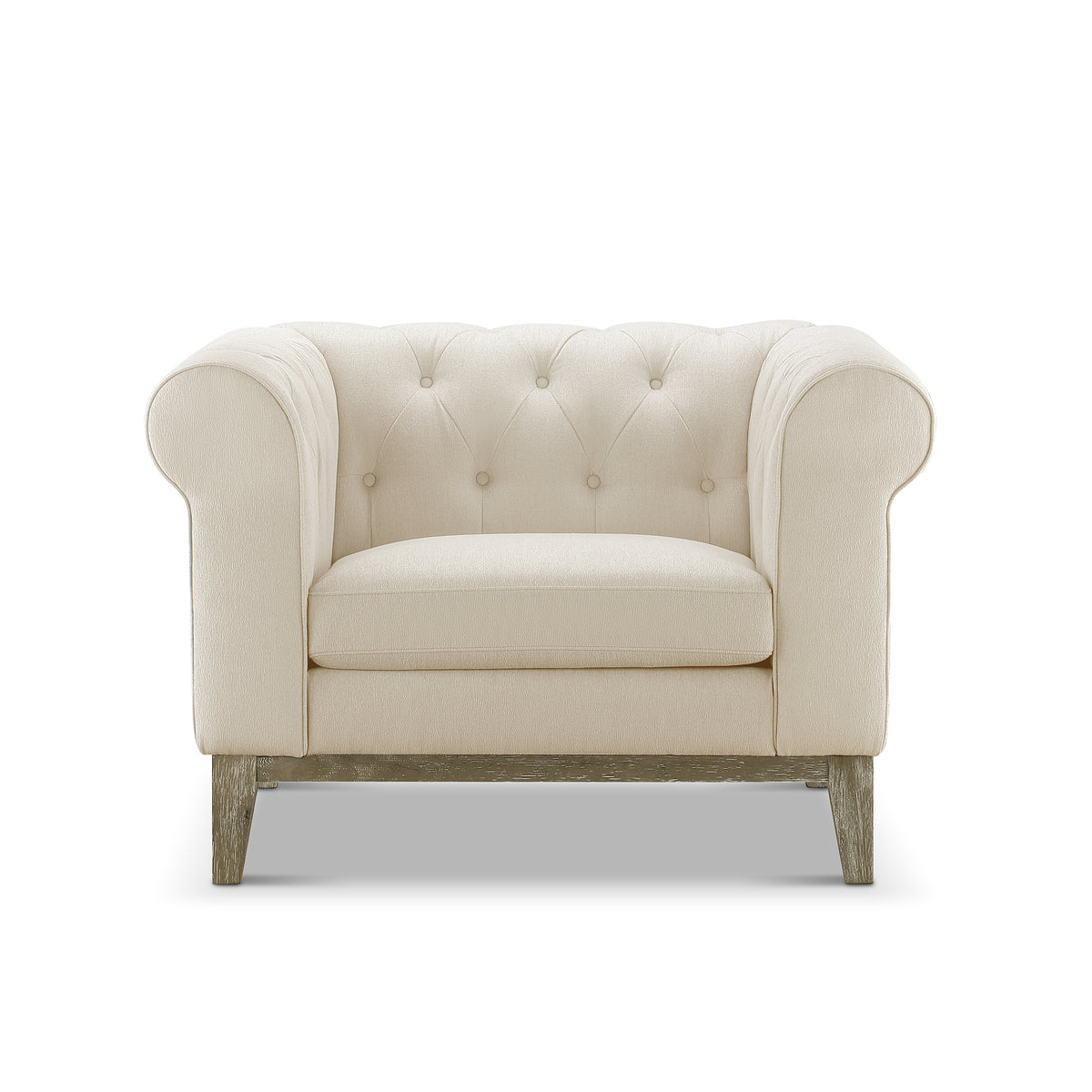 Gwen Stain Resistant Fabric Chesterfield Chair - Ivory