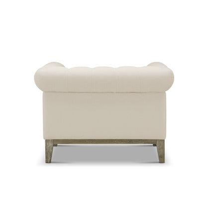 Gwen Stain Resistant Fabric Chesterfield Chair - Ivory
