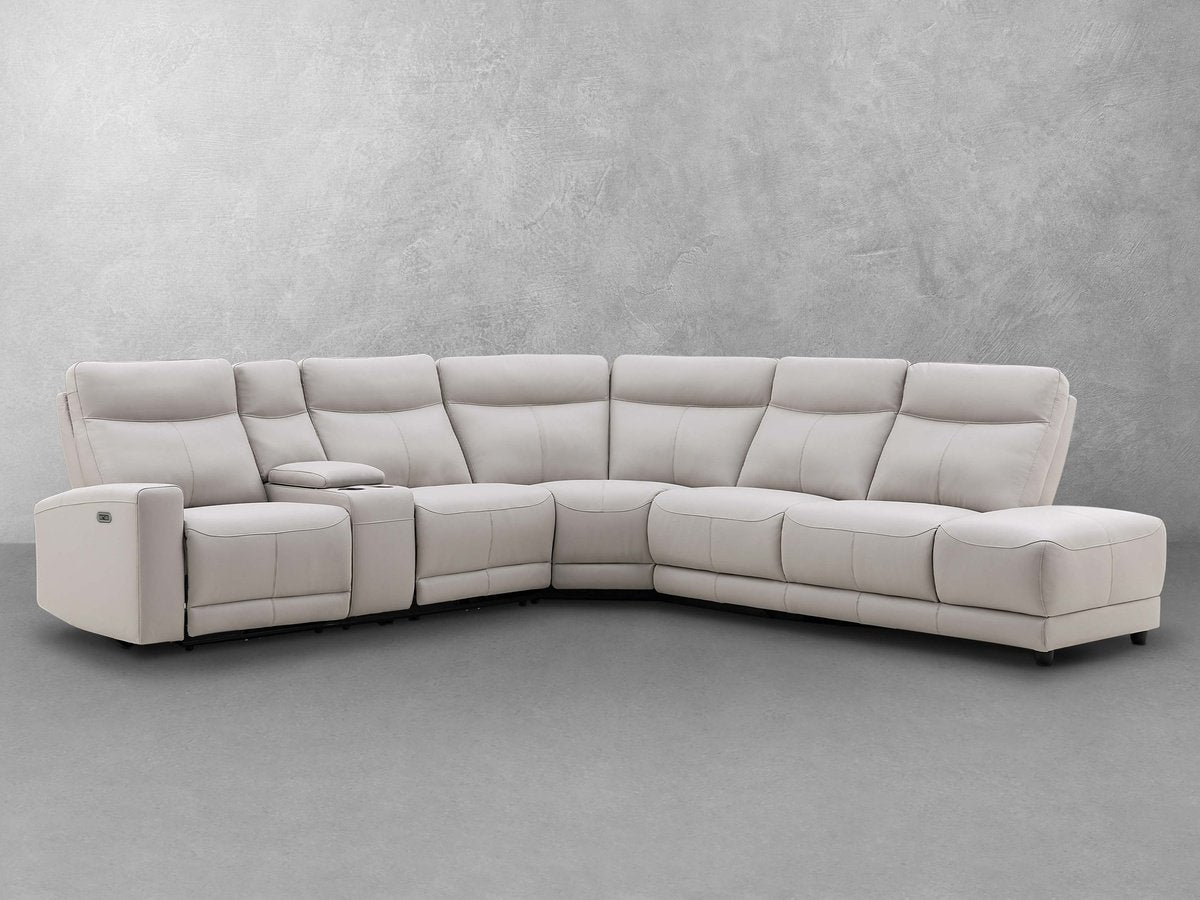 Kimmel Power Reclining Leather Sectional with Power Headrests - Gray