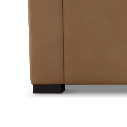 Klyden Leather Chaise Sectional, Saddle Brown