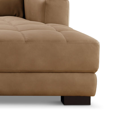 Klyden Leather Chaise Sectional, Saddle Brown