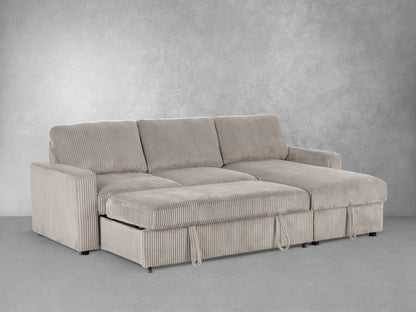 Haven Corduroy 2-pc Reversible Sleeper Sectional with Storage Chaise, Beige