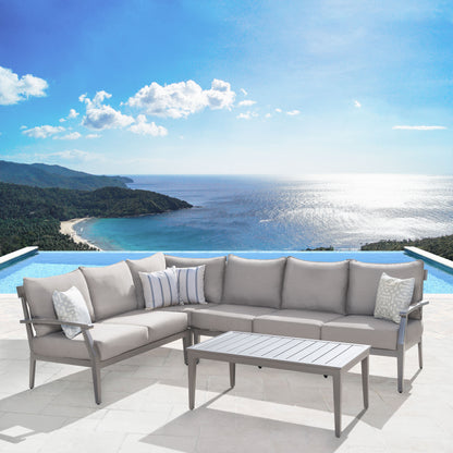 Marilla Outdoor Sectional - Gray (No Coffee Table)