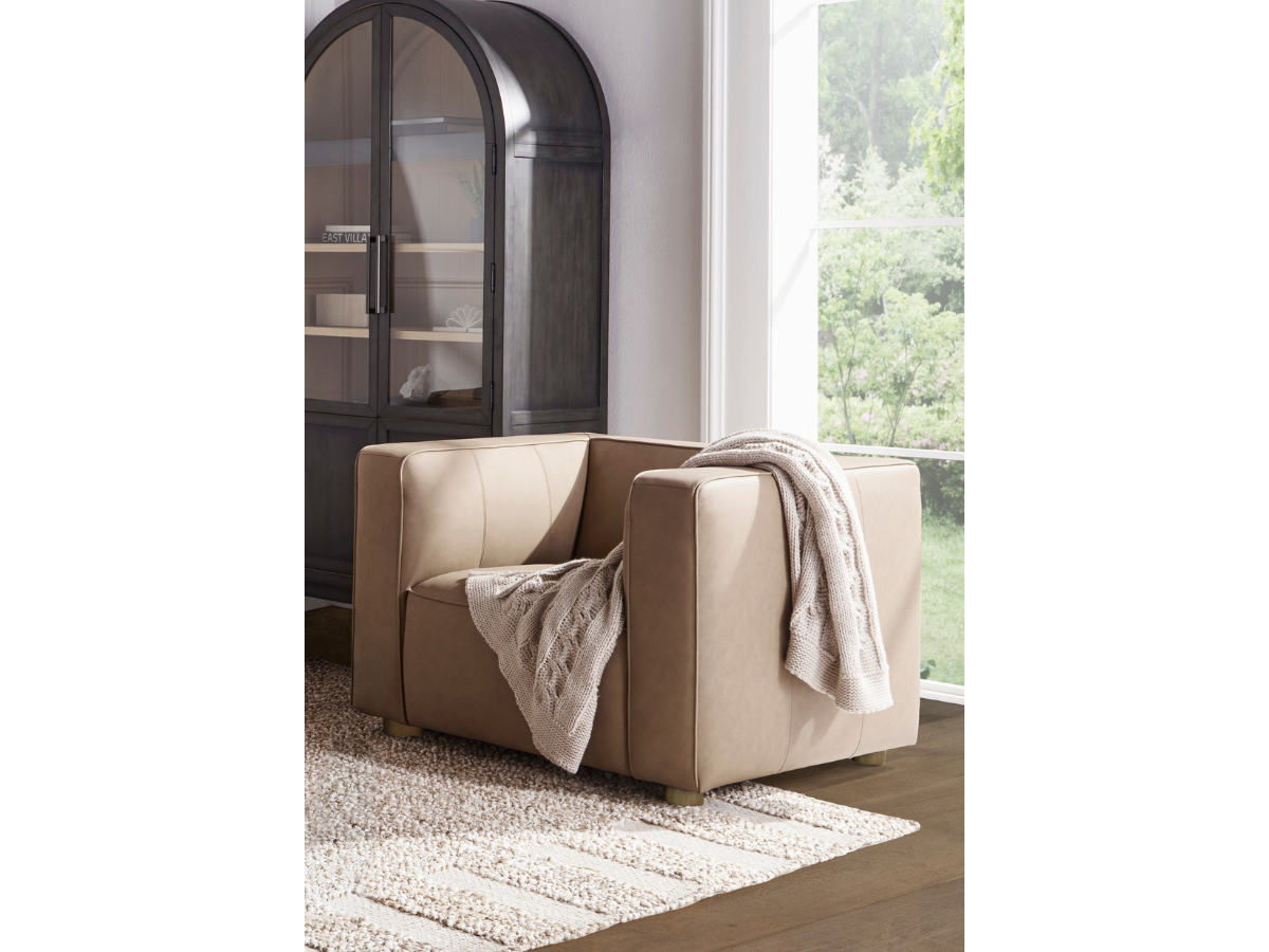 Matteo Nubuck Leather Chair - Saddle