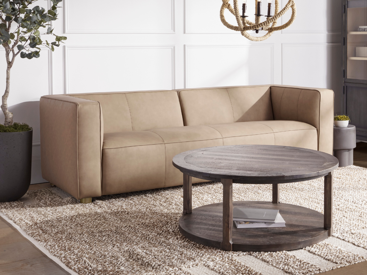 Matteo Nubuck Leather Sofa - Saddle