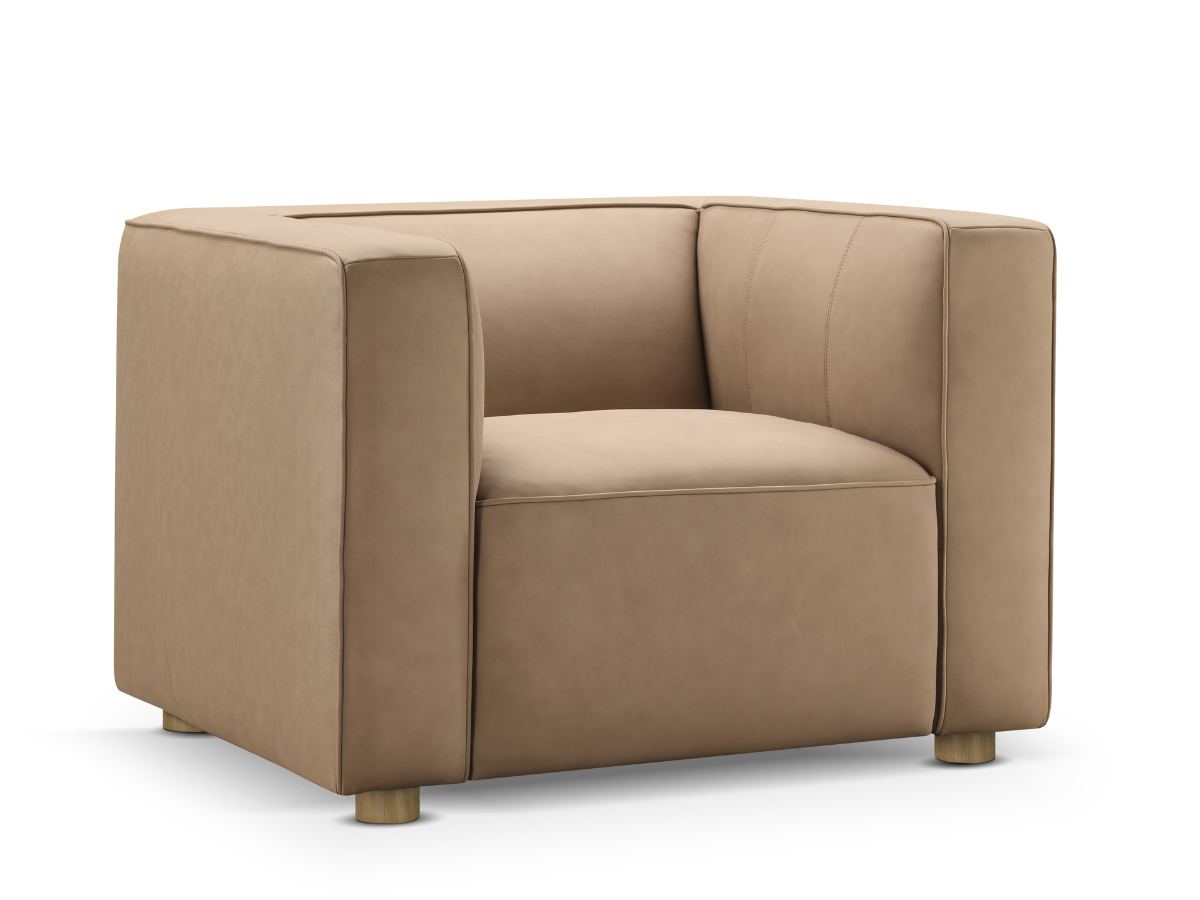 Matteo Nubuck Leather Chair - Saddle