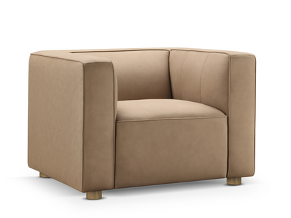 Matteo Nubuck Leather Chair - Saddle