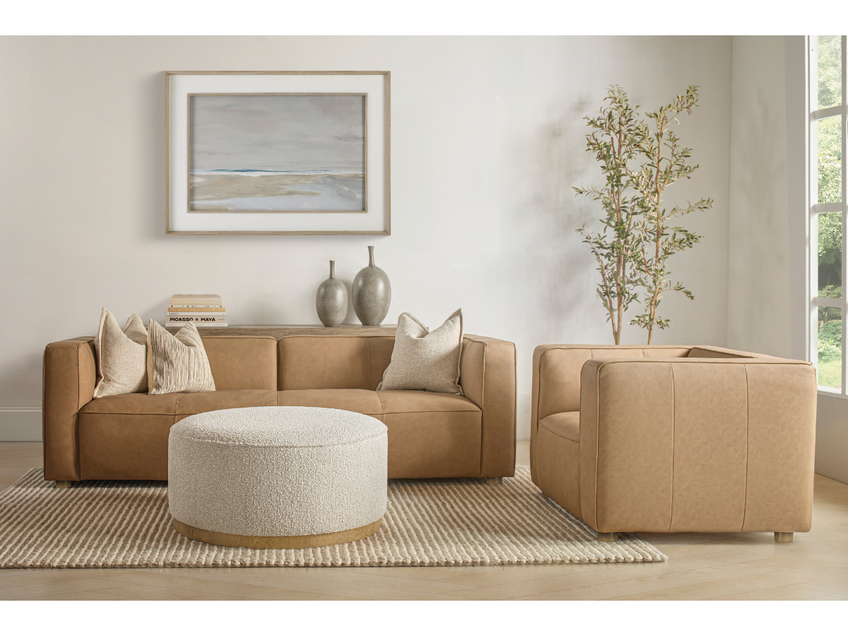 Matteo Nubuck Leather Chair - Saddle
