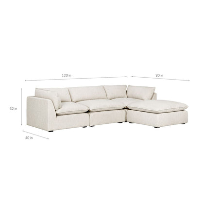 Luxe Boucle Fabric 4pc Sectional, Oat