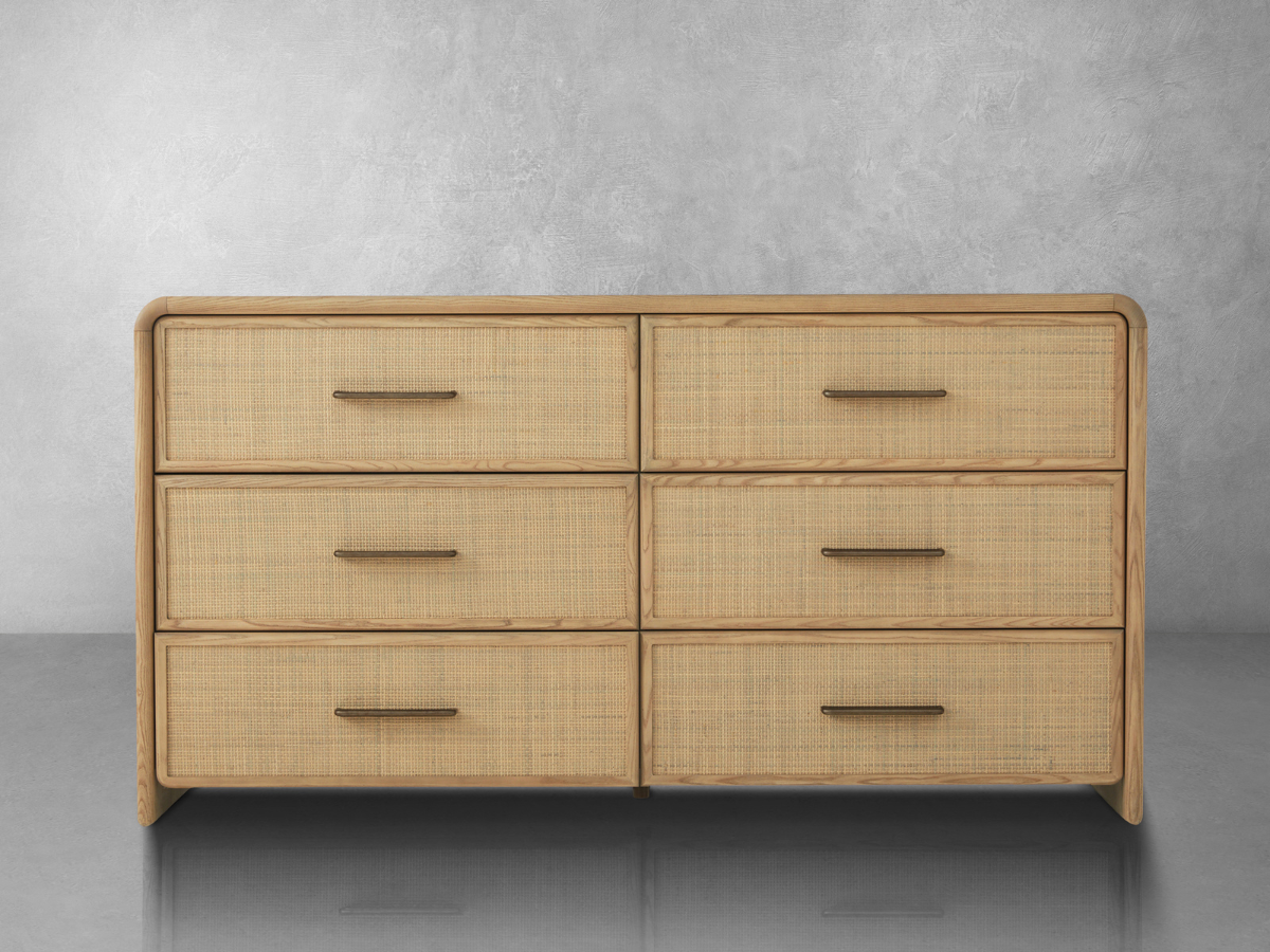 Pauline 6-Drawer Oak & Natural Cane Dresser - Blonde
