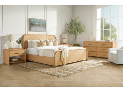 Pauline Oak & Natural Cane Bed - Blonde - Queen