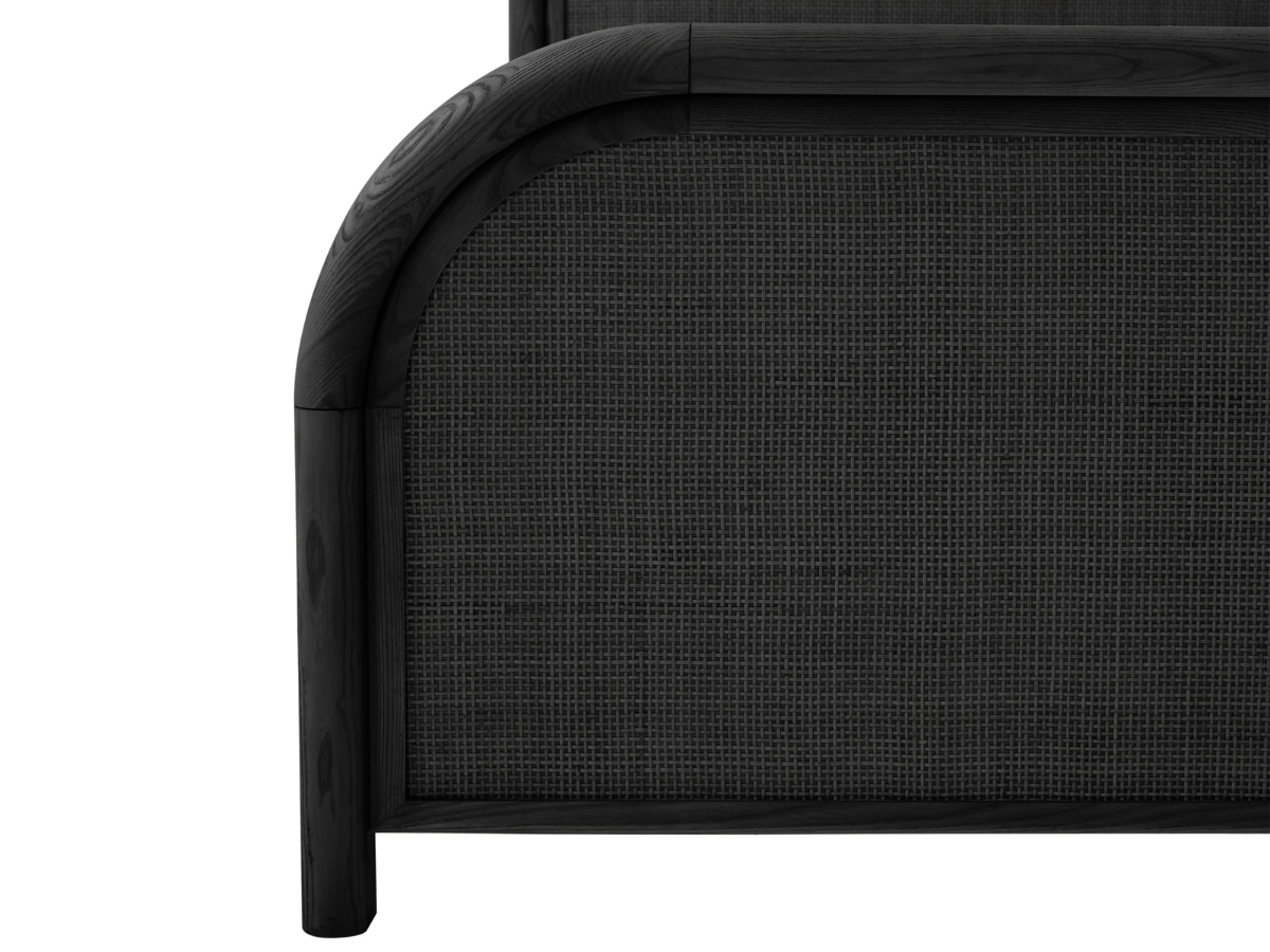 Pauline Oak & Natural Cane Bed - Black - King