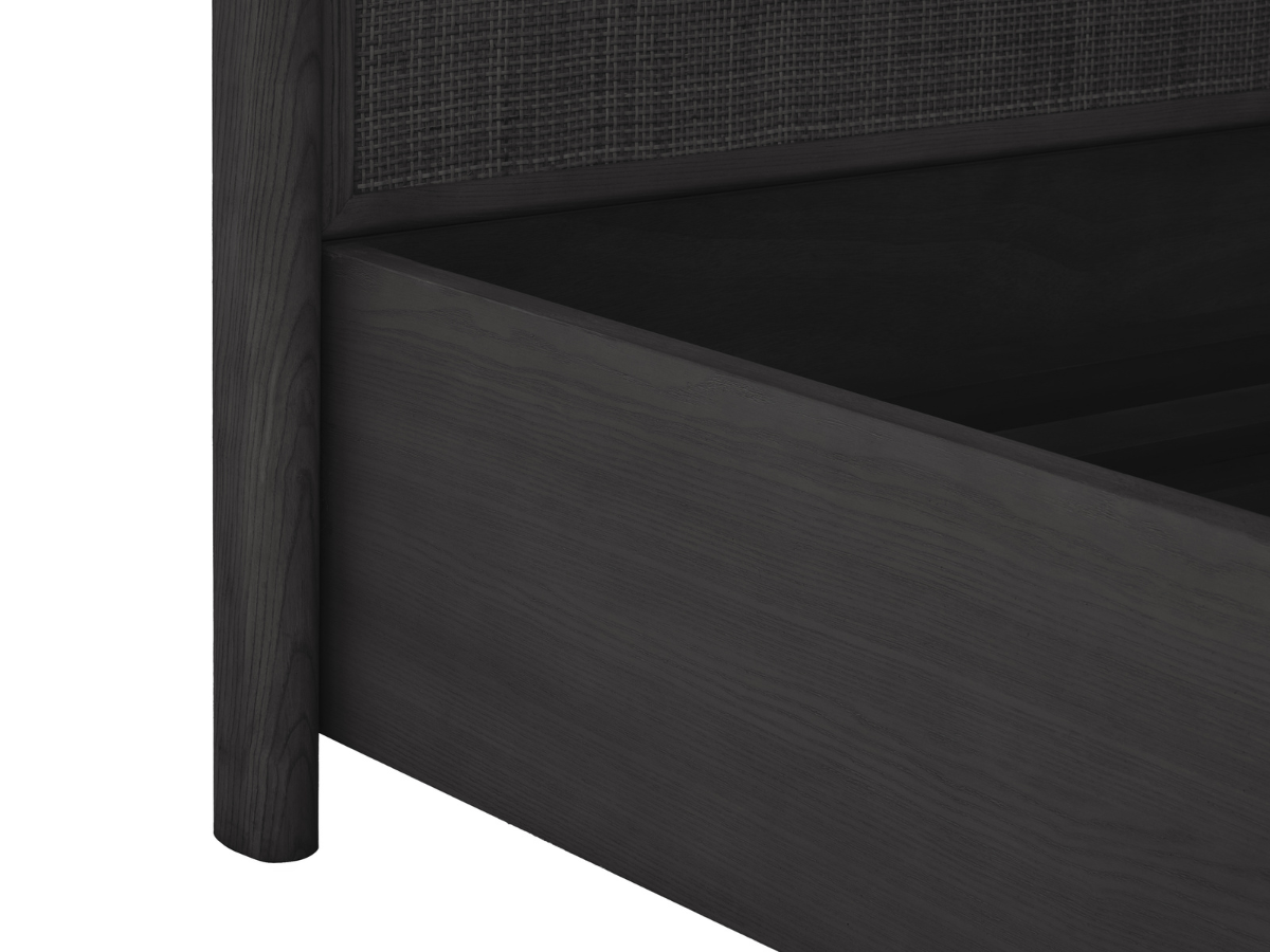 Pauline Oak & Natural Cane Bed - Black - King