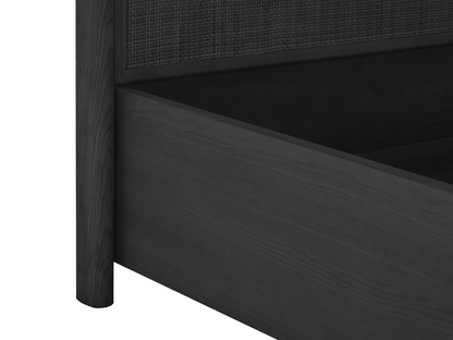 Pauline Oak & Natural Cane Bed - Black - King