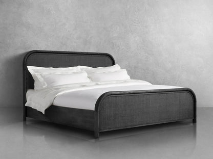 Pauline Oak & Natural Cane Bed - Black - King
