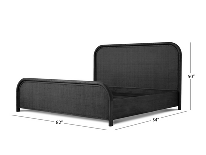 Pauline Oak & Natural Cane Bed - Black - King