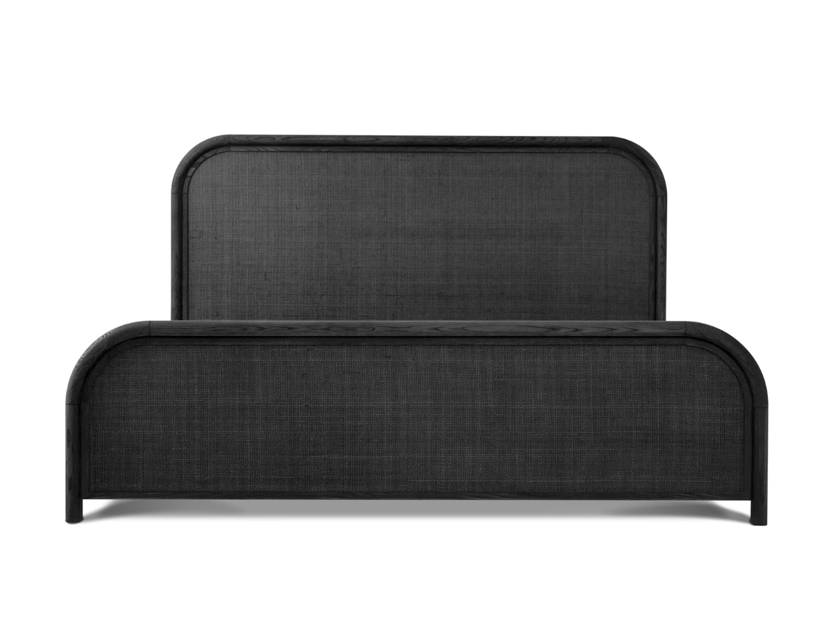Pauline Oak & Natural Cane Bed - Black - King