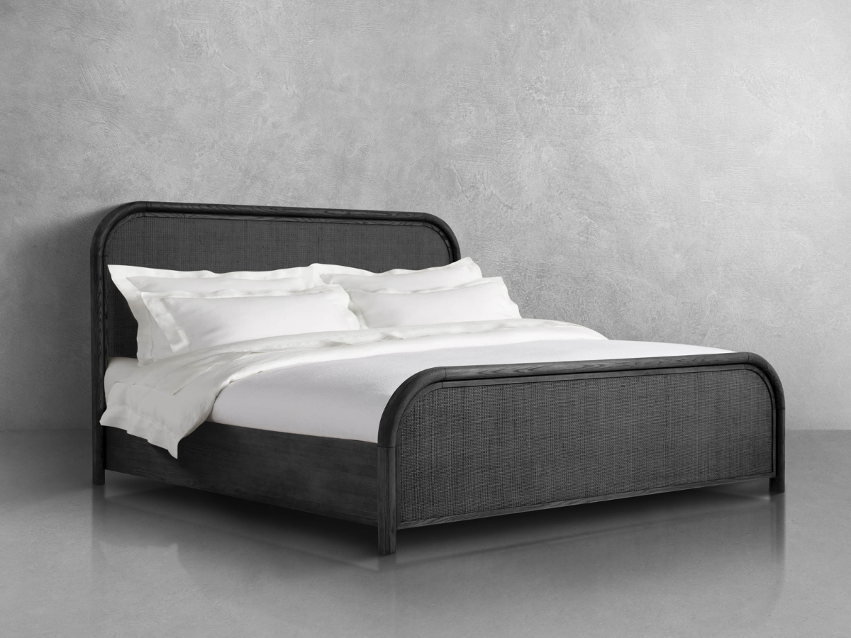 Pauline Oak & Natural Cane Bed - Black - King