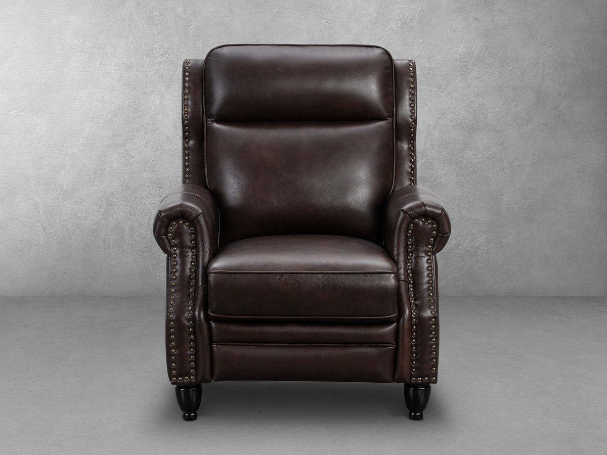 Pollenzo Leather Pushback Recliner - Brown