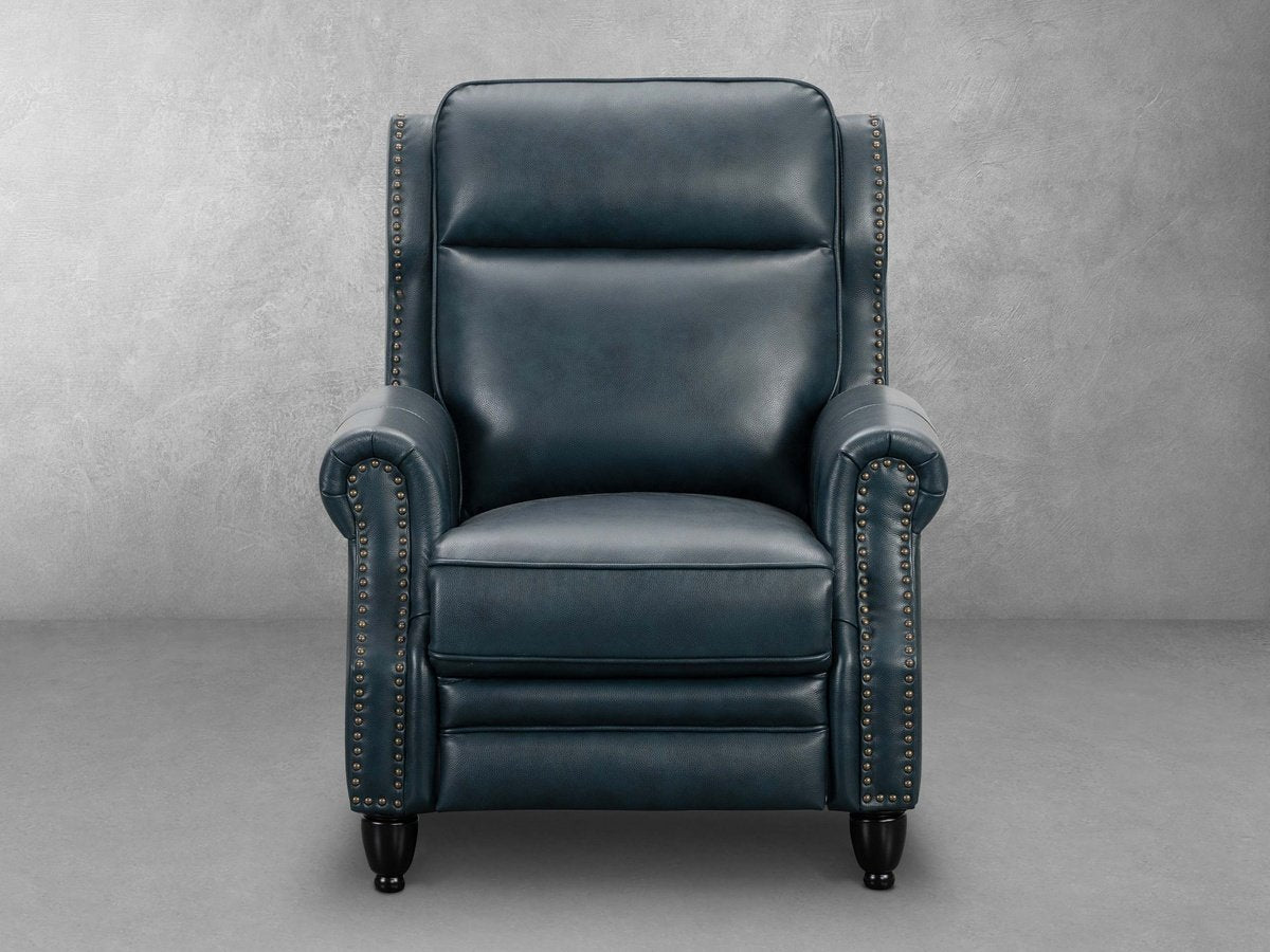 Pollenzo Leather Pushback Recliner - Blue
