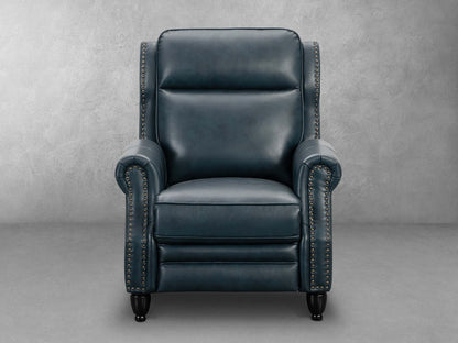 Pollenzo Leather Pushback Recliner - Blue