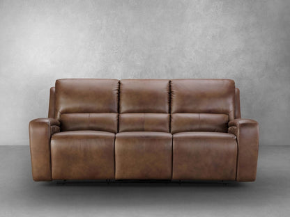Raymond Leather Power Reclining Sofa - Camel