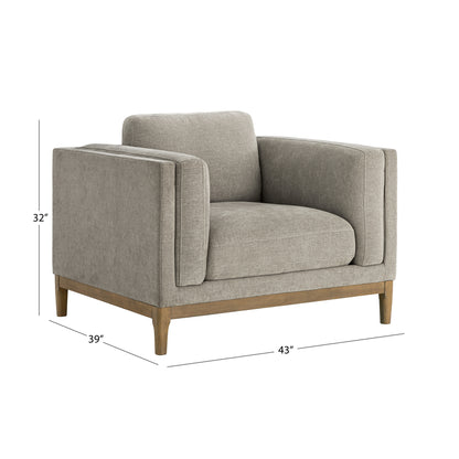 Renee Fabric Chair with Wood Base, Gray