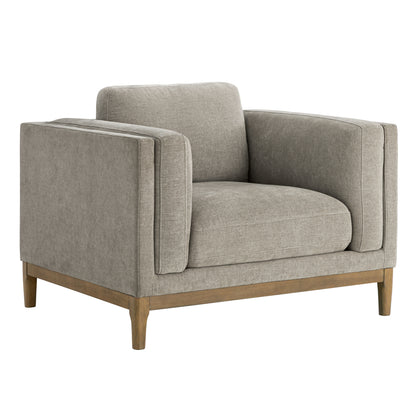 Renee Fabric Chair with Wood Base, Gray