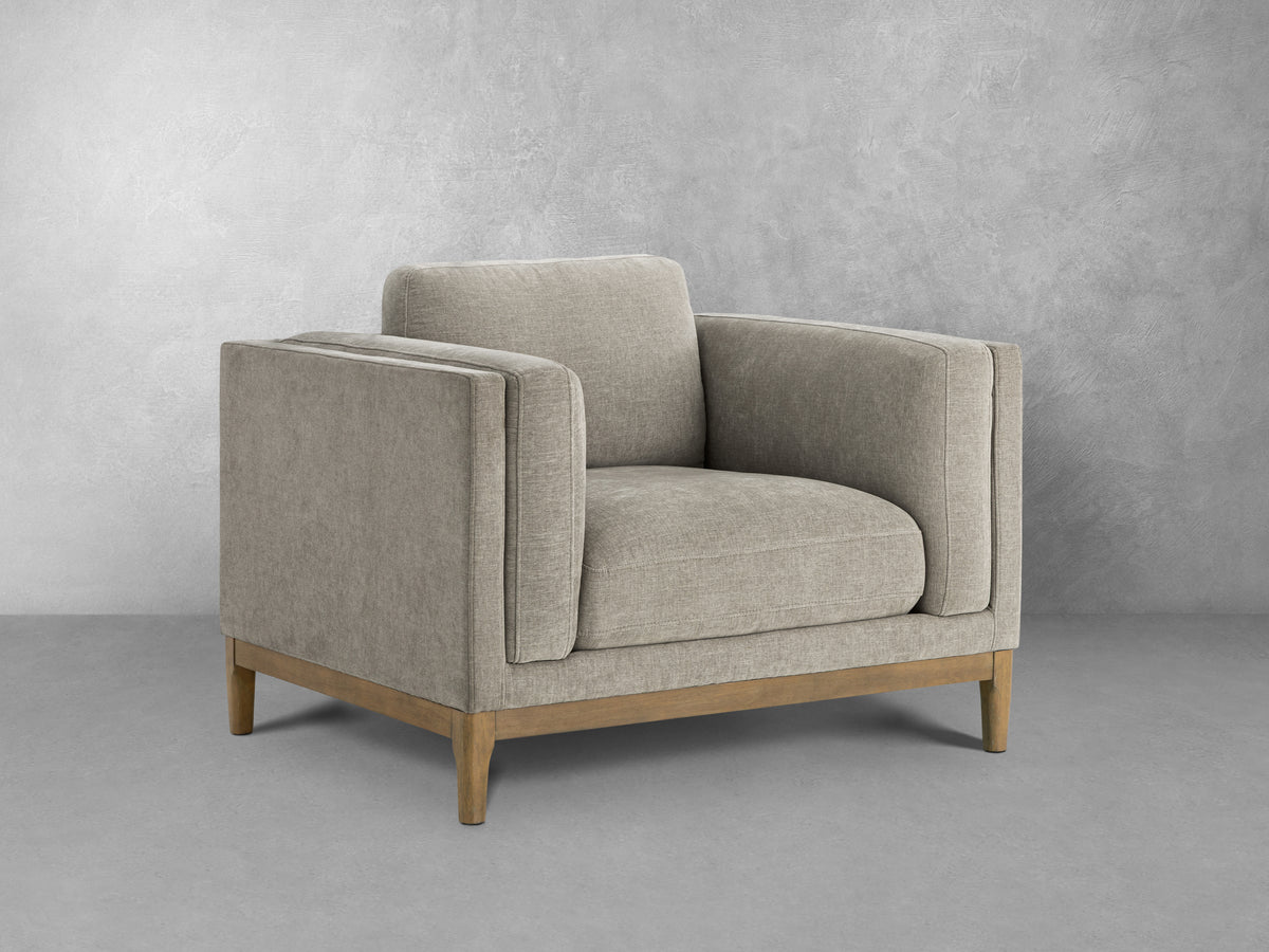 Renee Fabric Chair with Wood Base, Gray
