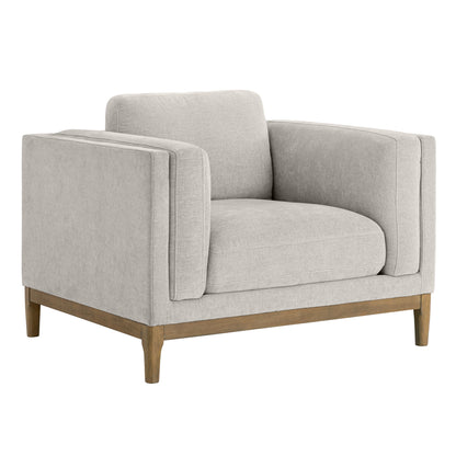 Renee Fabric Chair with Wood Base, Light Gray