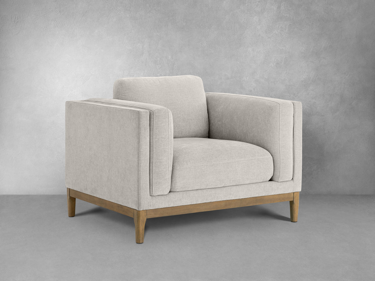Renee Fabric Chair with Wood Base, Light Gray