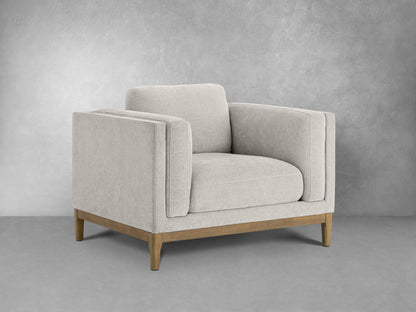Renee Fabric Chair with Wood Base, Light Gray