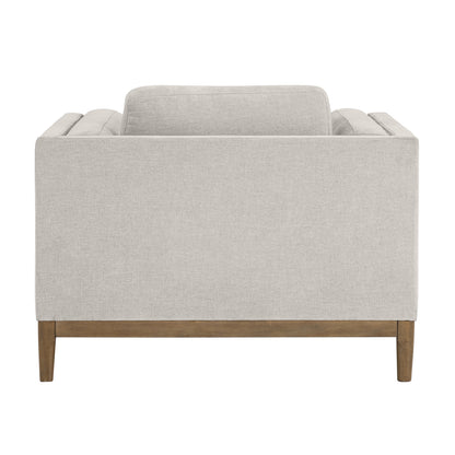 Renee Fabric Chair with Wood Base, Light Gray