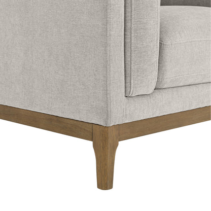 Renee Fabric Chair with Wood Base, Light Gray