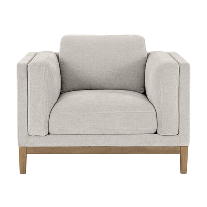 Renee Fabric Chair with Wood Base, Light Gray