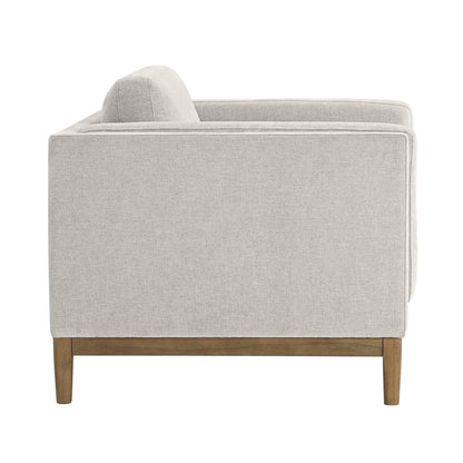 Renee Fabric Chair with Wood Base, Light Gray