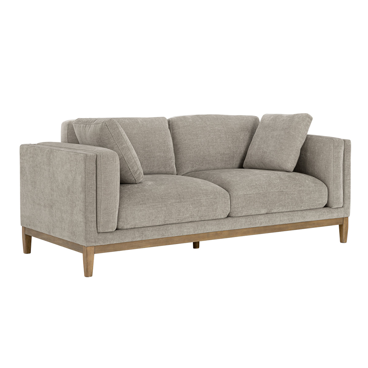 Renee Fabric Sofa with Wood Base, Gray