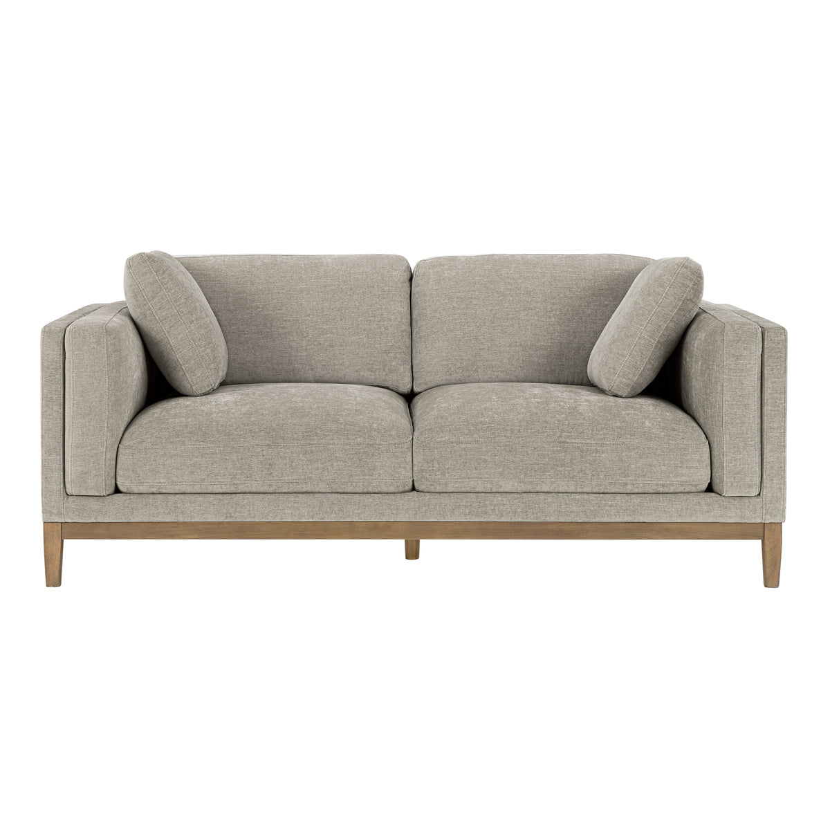 Renee Fabric Sofa with Wood Base, Gray