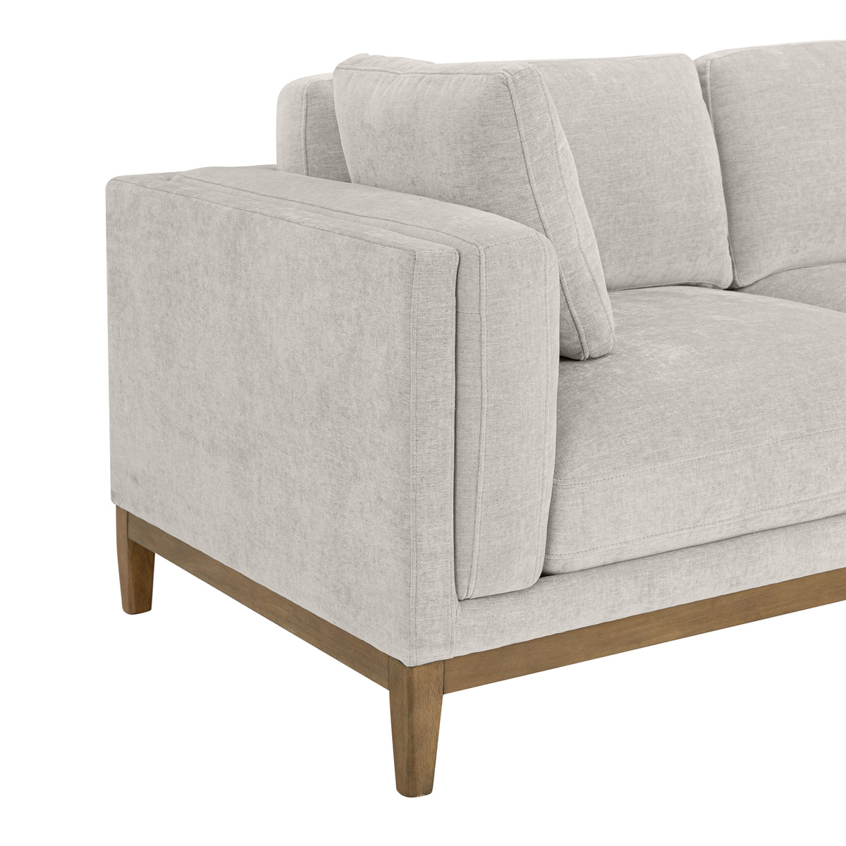Renee Fabric Sofa with Wood Base, Light Gray