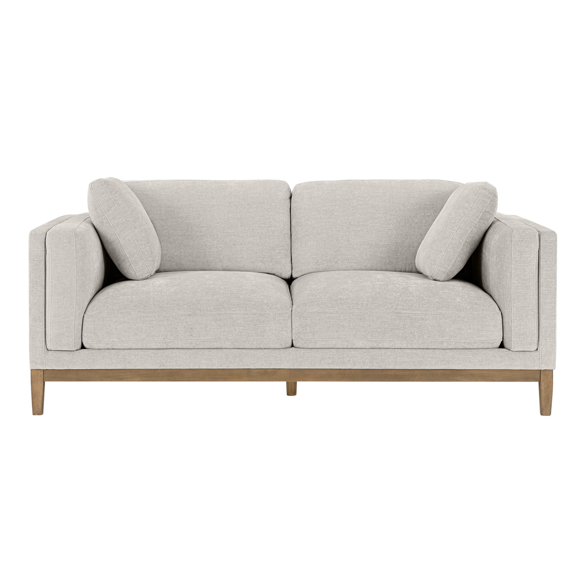 Renee Fabric Sofa with Wood Base, Light Gray