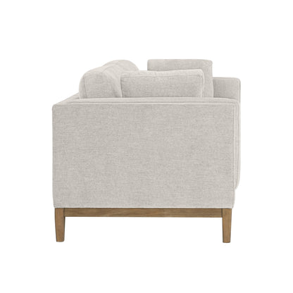 Renee Fabric Sofa with Wood Base, Light Gray