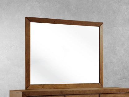 Retro Wood Frame Mirror - Brown