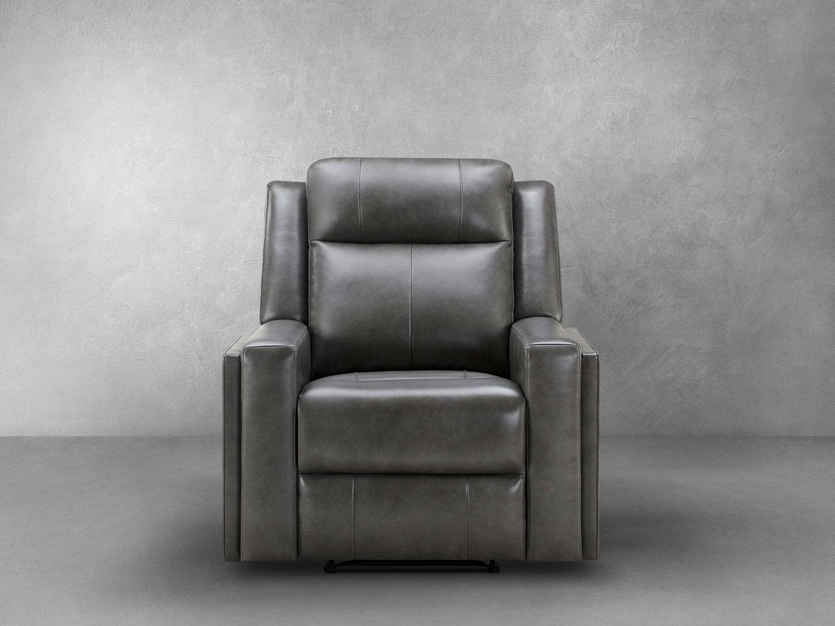 Rhodes Top-Grain Leather Manual Recliner - Gray