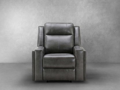 Rhodes Top-Grain Leather Manual Recliner - Gray