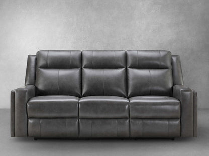 Rhodes Top-Grain Leather Manual Reclining Sofa - Gray