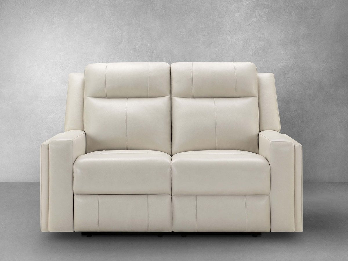 Rhodes Top-Grain Leather Manual Reclining Loveseat - Ivory